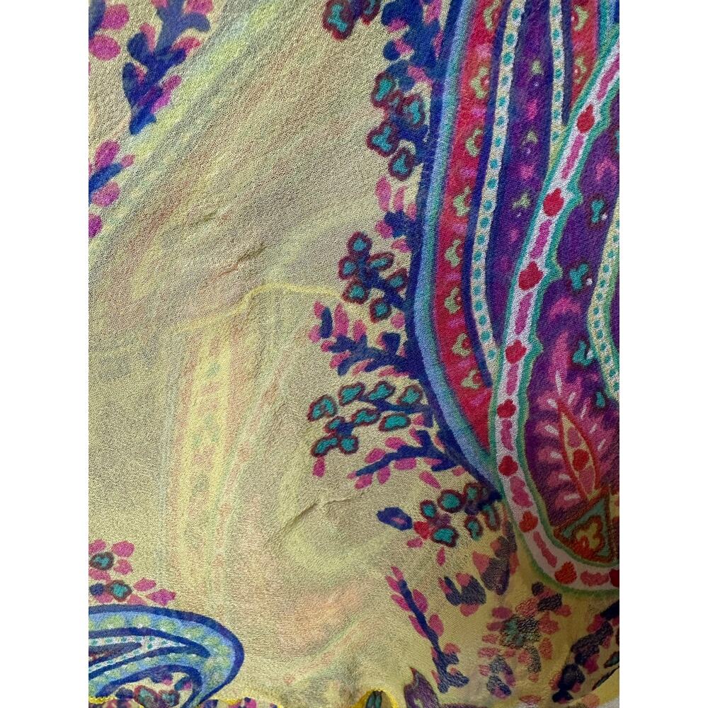 Vintage Y2K Silk Yellow Paisley Handkerchief Hem Strapless Dress Size 12 Boho - Picture 8 of 8